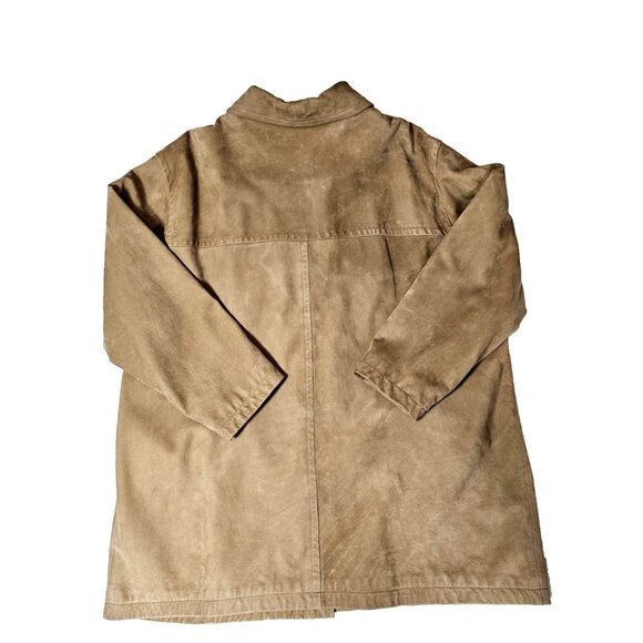 LL Bean Jacket Womens 3 XL Brown Suede Leather Bottom Up Lined Chore - Picture 4 of 9